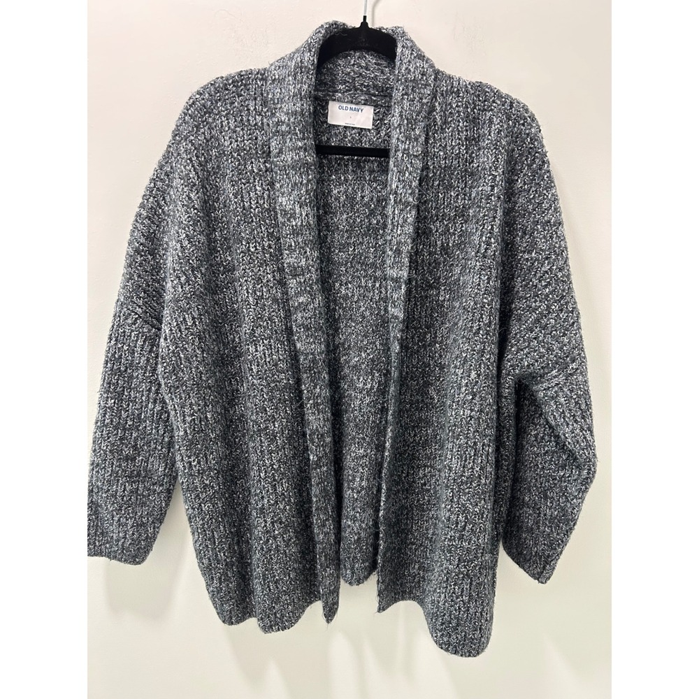 Old Navy Womens Large Gray Marled Shaker Knit Open Front Cardigan Sweater Shawl